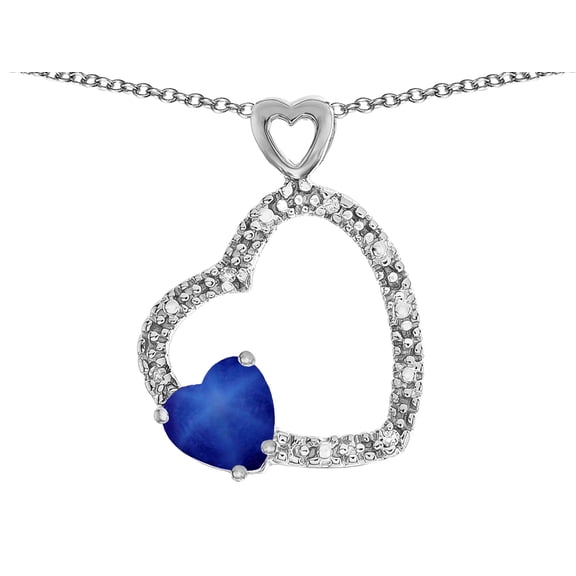 Star K� Double Open Heart Pendant Necklace with 6mm Created Star Sapphire Stone