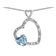 thumbnail image 1 of Star K� Double Open Heart Pendant Necklace with 6mm Sky Blue Topaz Stone, 1 of 9