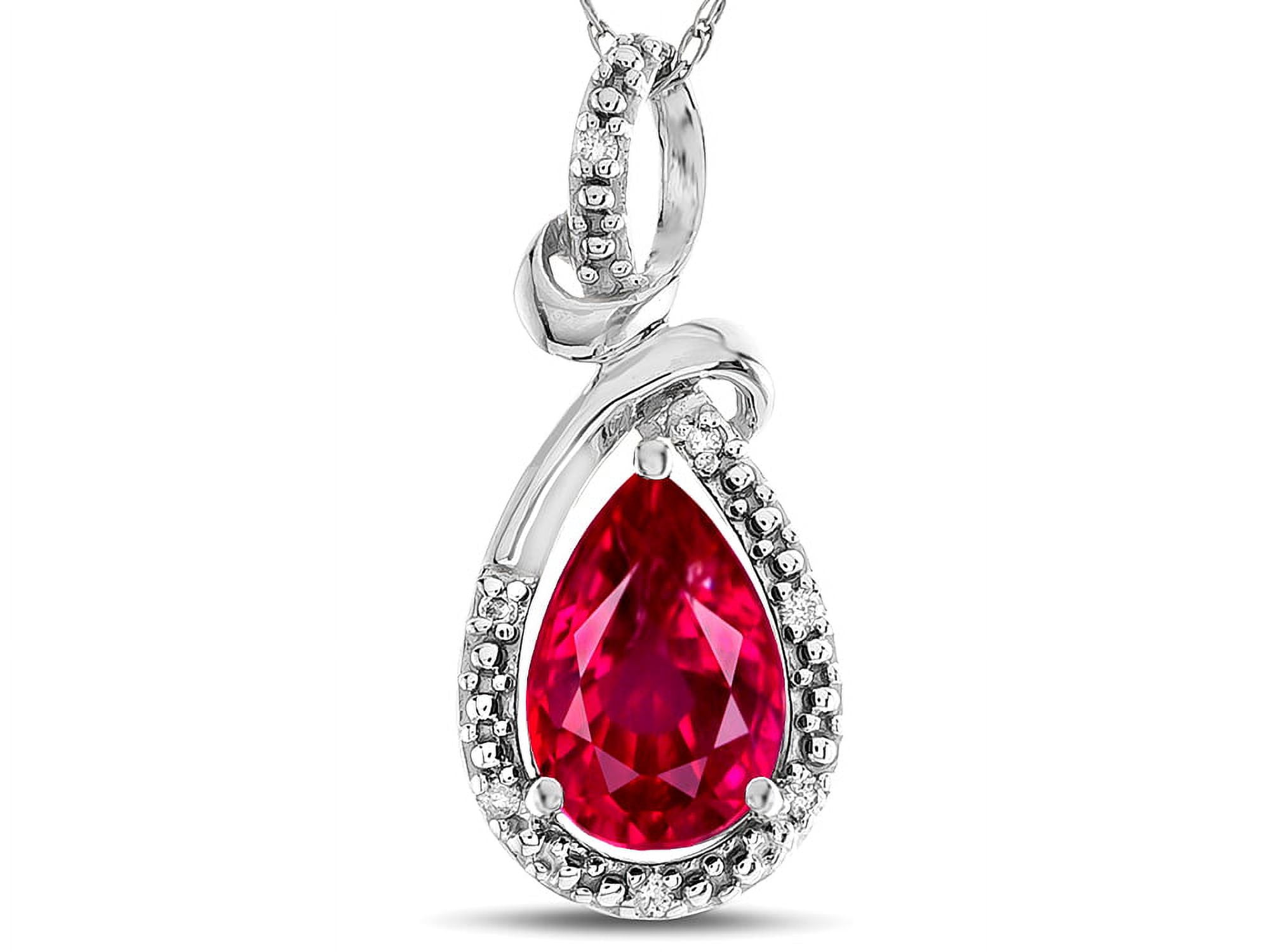 Star K Drop Halo Pear Shape Created Ruby Pendant Necklace - Walmart.com