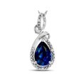 thumbnail image 1 of Star K� Drop Halo Pear Shape Created Sapphire Pendant Necklace, 1 of 9