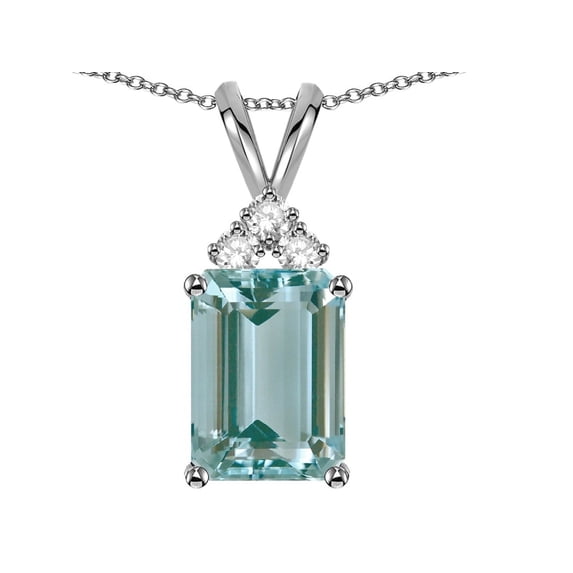 Star K � Emerald Cut 10x8 mm Simulated Aquamarine Pendant Necklace