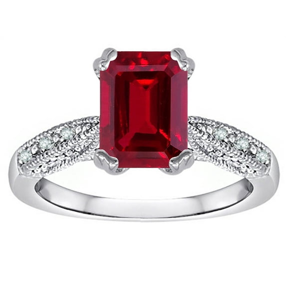 Star K� Emerald Cut 8x6 Created Ruby Antique Vintage Style Solitaire Engagement Promise Ring