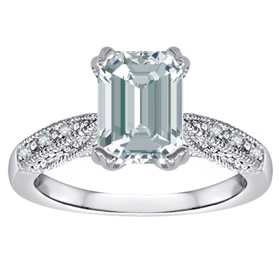 Star K� Emerald Cut 8x6 Genuine Aquamarine Antique Vintage Style Solitaire Engagement Promise Ring