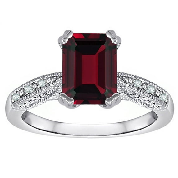 Star K� Emerald Cut 8x6 Genuine Garnet Antique Vintage Style Solitaire Engagement Promise Ring