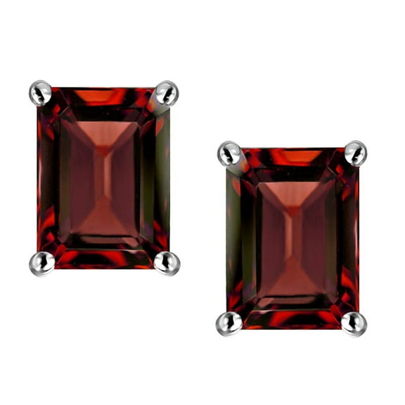 Star K� Emerald Cut 8x6mm Genuine Garnet Earrings Studs