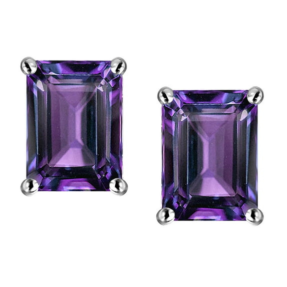 Star K� Emerald Cut 8x6mm Simulated Alexandrite Screw Back Earrings Studs