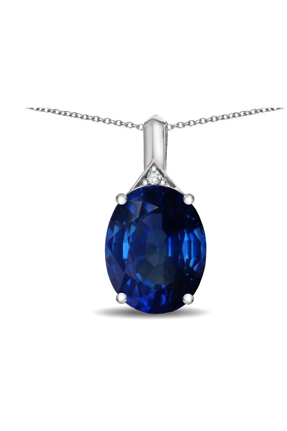 � Expressions Large 12x10mm Oval Created Sapphire Pendant Necklace