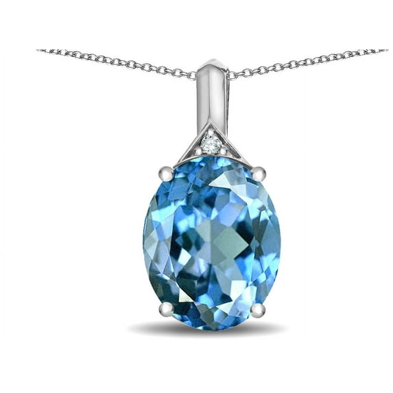 Star K� Expressions Large 12x10mm Oval Genuine Blue Topaz Pendant Necklace