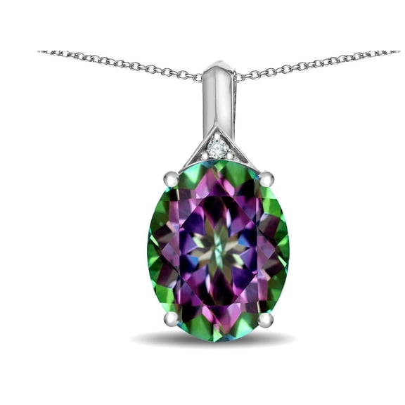 Star K� Expressions Large 12x10mm Oval Rainbow Mystic Topaz Pendant Necklace