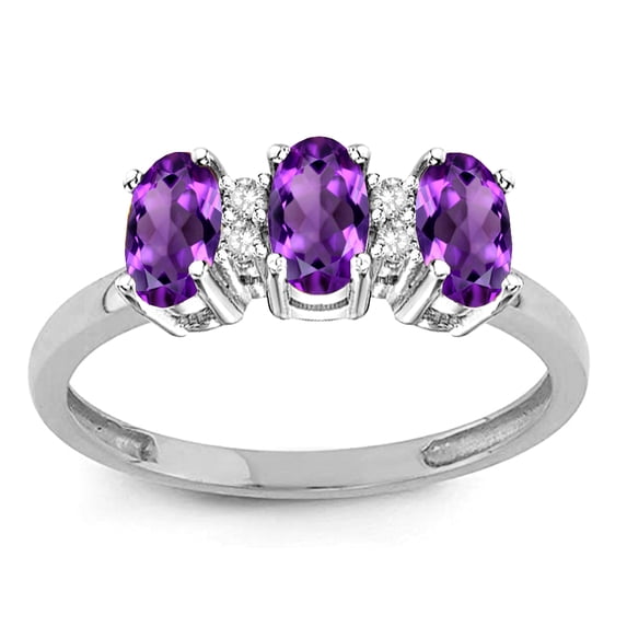 Star K� Genuine Amethyst 3 Three Oval Stones Promise Ring Wedding Band