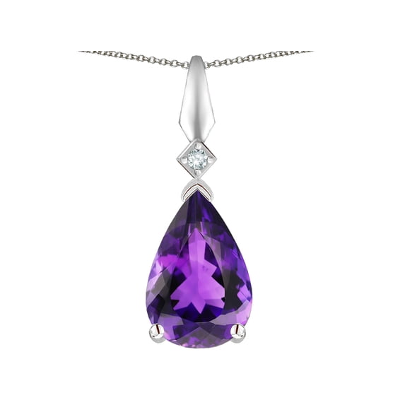 Star K� Genuine Amethyst Drop Pear Shaped Pendant Necklace