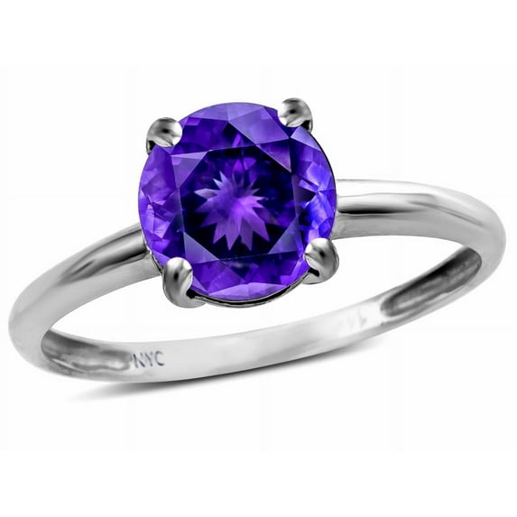 Star K � Genuine Amethyst Round 7mm Classic Solitaire Engagement Promise Ring