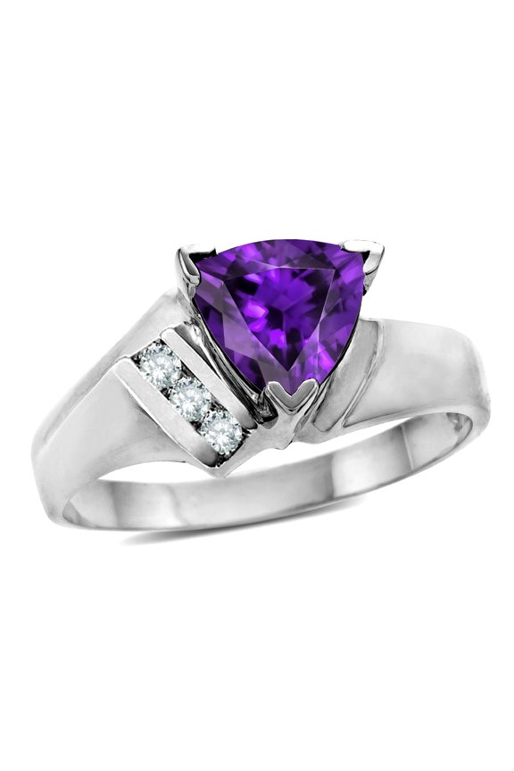 � Genuine Amethyst Trillion Triangle Contemporary Modern Designer Ring