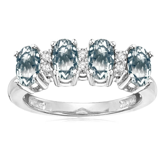 Star K� Genuine Aquamarine Oval 5x3 4 Four Stone Band Ring