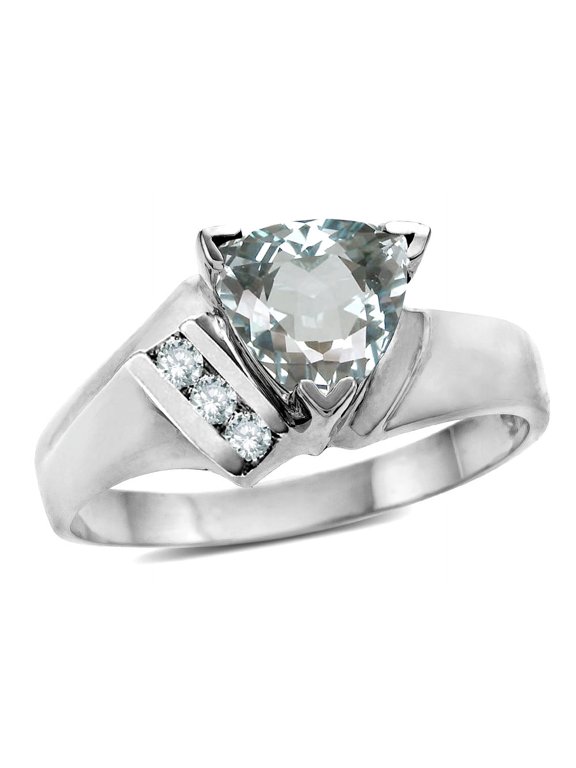 � Genuine Aquamarine Trillion Triangle Contemporary Modern Designer Ring