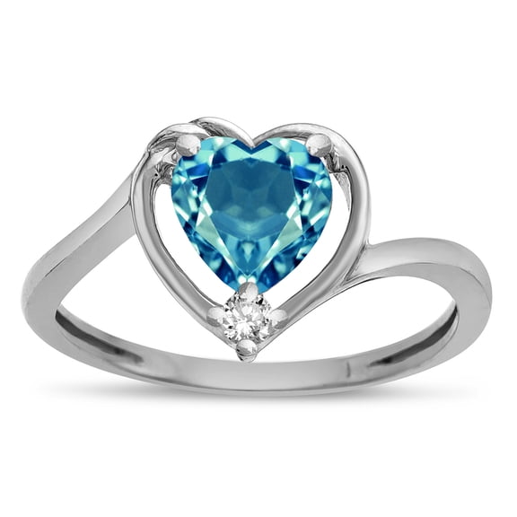 Star K � Genuine Blue Topaz Heart Bypass Love Knot Promise Ring
