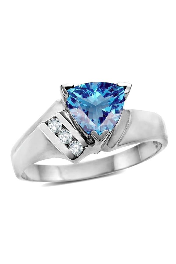 � Genuine Blue Topaz Trillion Triangle Contemporary Modern Designer Ring
