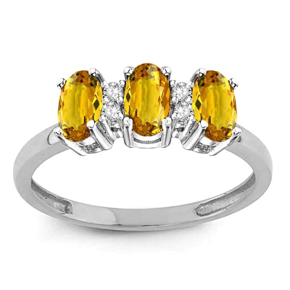 Star K� Genuine Citrine 3 Three Oval Stones Promise Ring Wedding Band