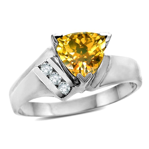 Star K � Genuine Citrine Triangle Trillion 7mm Contemporary Modern Designer Ring