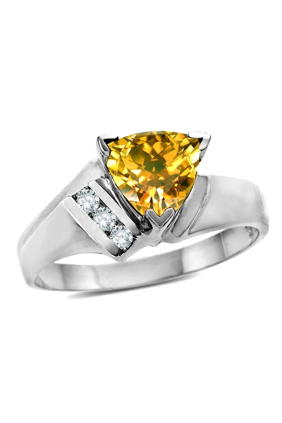 � Genuine Citrine Triangle Trillion 7mm Contemporary Modern Designer Ring