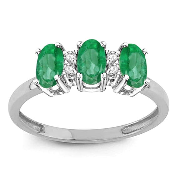 Star K� Genuine Emerald 3 Three Oval Stones Promise Ring Wedding Band