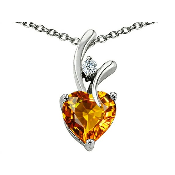 Star K� Genuine Heart Shaped 8mm Citrine Pendant Necklace