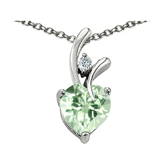 Star K� Genuine Heart Shaped 8mm Green Amethyst Pendant Necklace