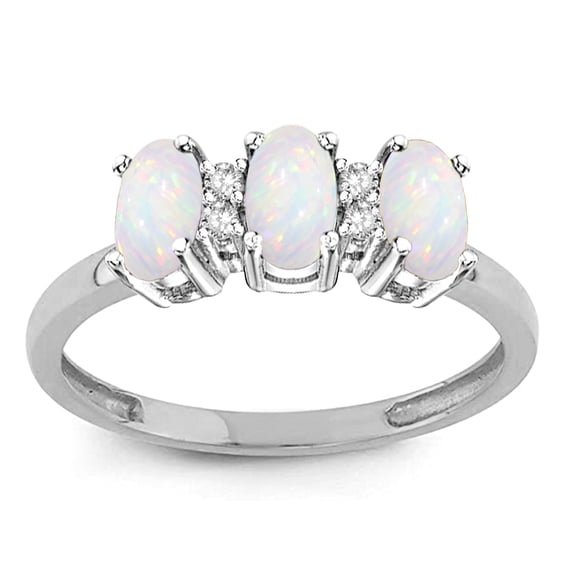 Star K� Genuine Opal 3 Three Oval Stones Promise Ring Wedding Band
