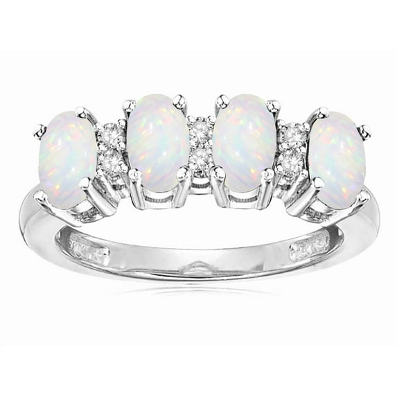 Star K� Genuine Opal Oval 5x3 4 Four Stone Band Ring