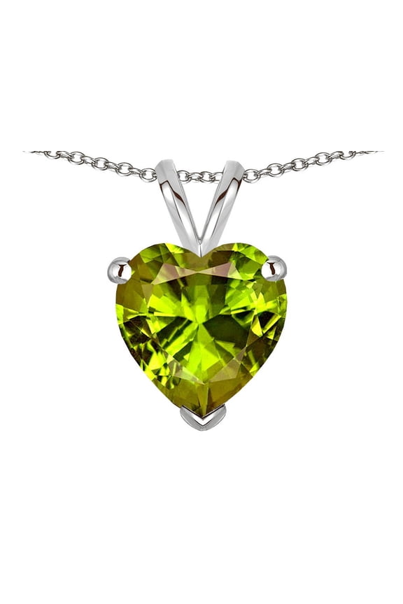 � Genuine Peridot 8mm Heart Pendant Necklace
