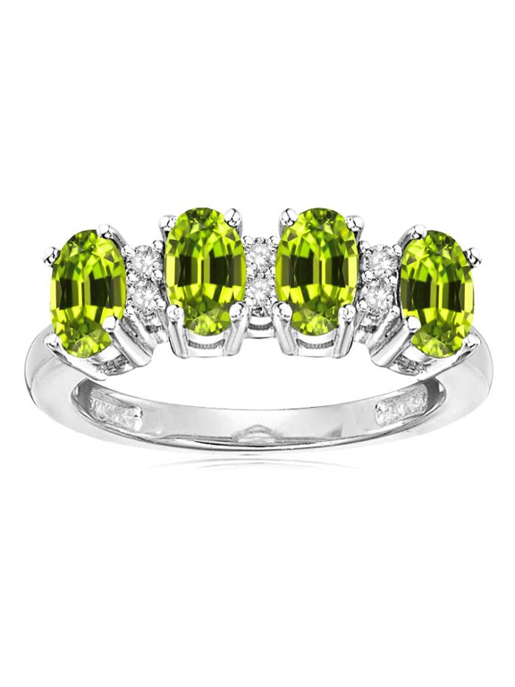 � Genuine Peridot Oval 5x3 4 Four Stone Band Ring