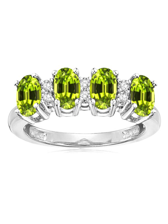 � Genuine Peridot Oval 5x3 4 Four Stone Band Ring