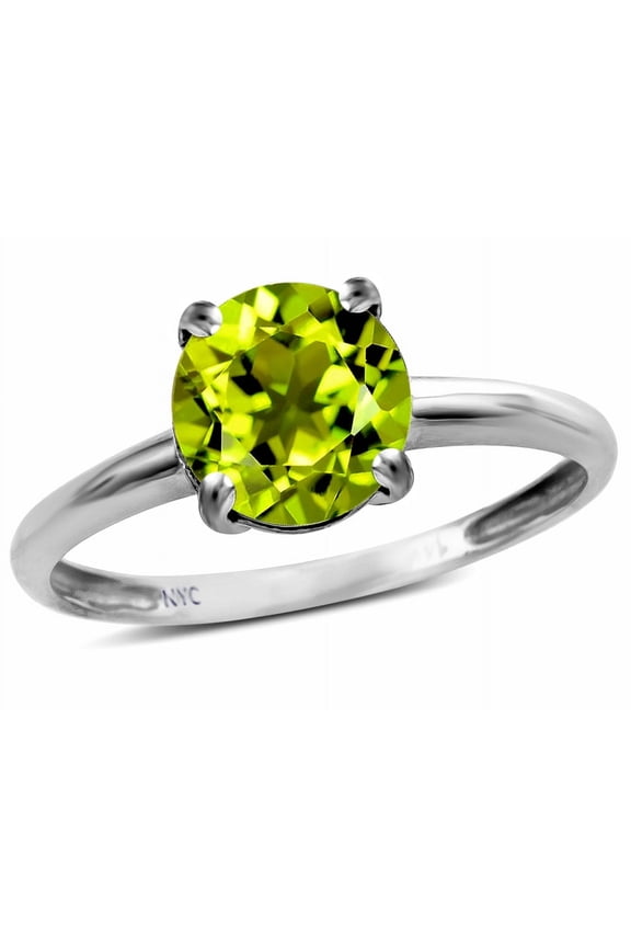 � Genuine Peridot Round 7mm Classic Solitaire Engagement Promise Ring