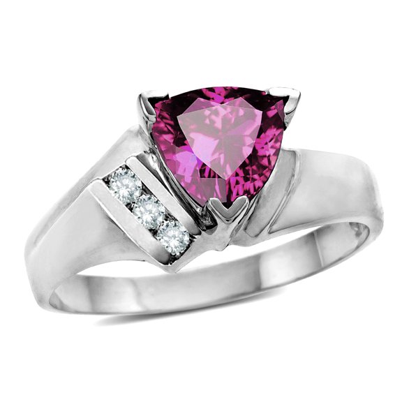 Star K � Genuine Pink Tourmaline Triangle Trillion 7mm Contemporary Modern Designer Ring