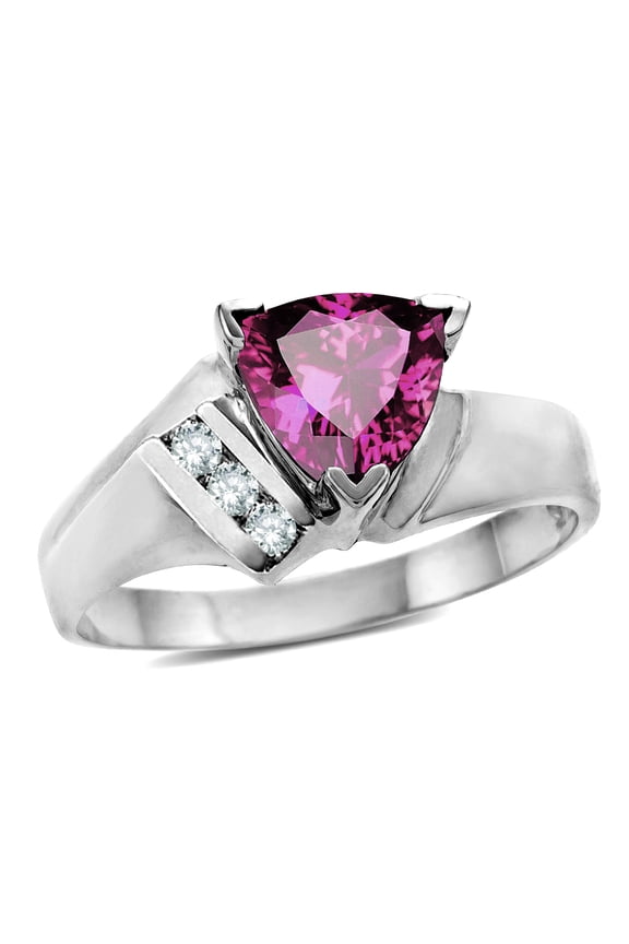 � Genuine Pink Tourmaline Triangle Trillion 7mm Contemporary Modern Designer Ring