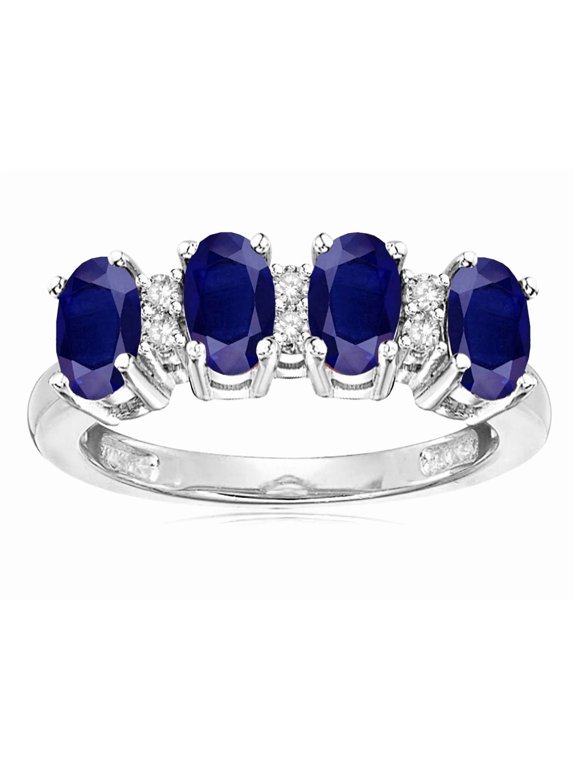 � Genuine Sapphire Oval 5x3 4 Four Stone Band Ring