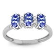 thumbnail image 1 of Star K� Genuine Tanzanite 3 Three Oval Stones Promise Ring Wedding Band, 1 of 9