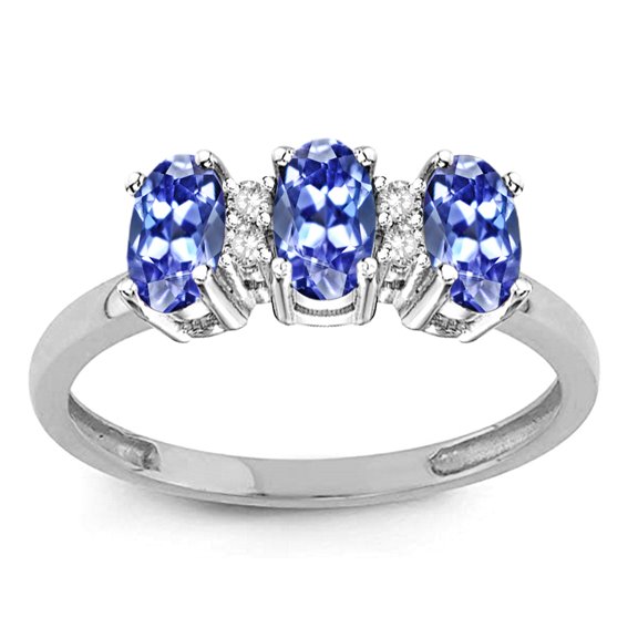 Star K� Genuine Tanzanite 3 Three Oval Stones Promise Ring Wedding Band