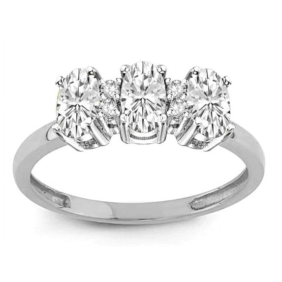 Star K� Genuine White Topaz 3 Three Oval Stones Promise Ring Wedding Band