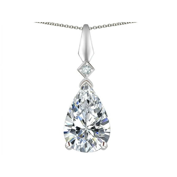 Star K� Genuine White Topaz Drop Pear Shaped Pendant Necklace
