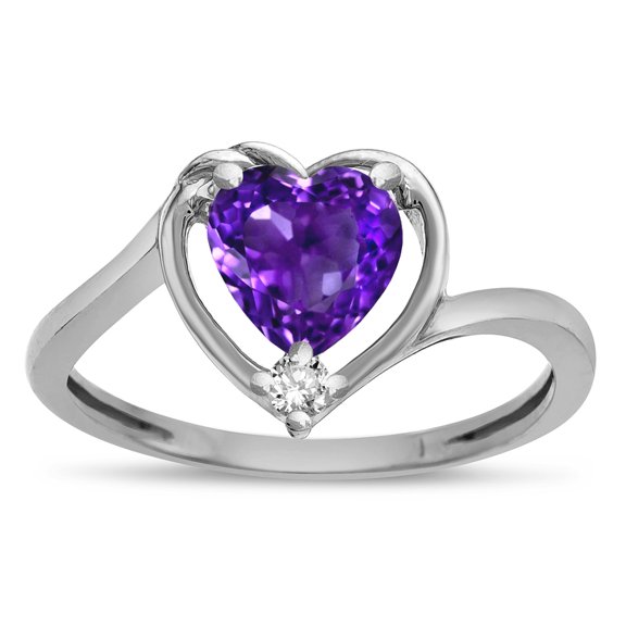 Star K � Heart Genuine Amethyst Bypass Love Knot Promise Ring