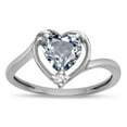 thumbnail image 1 of Star K � Heart Genuine Aquamarine Bypass Love Knot Promise Ring, 1 of 9
