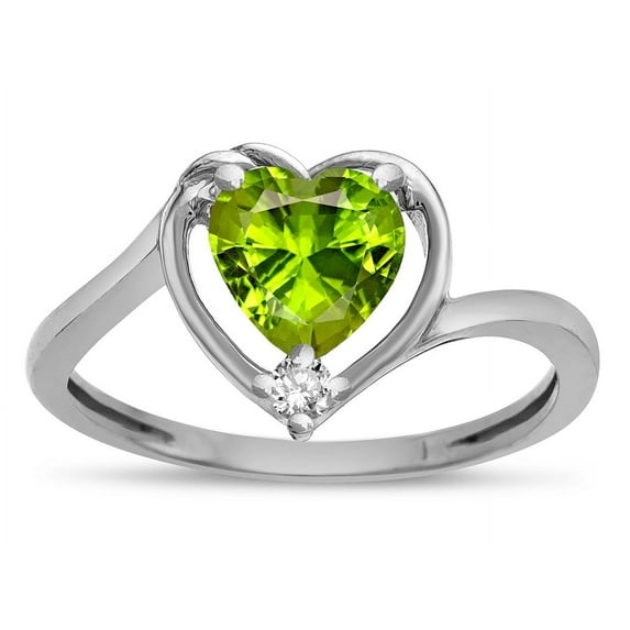 Star K � Heart Genuine Peridot Bypass Love Knot Promise Ring
