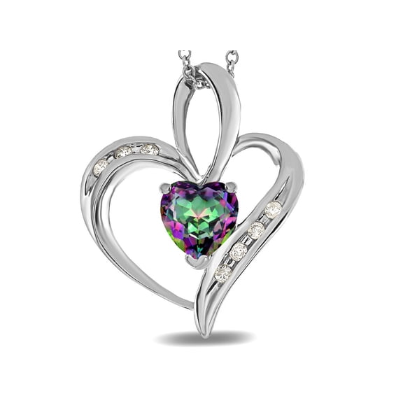 Star K� Heart Shape 6mm Mystic Rainbow Topaz Pendant Necklace