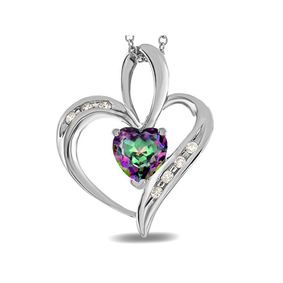 Star K� Heart Shape 6mm Mystic Rainbow Topaz Pendant Necklace