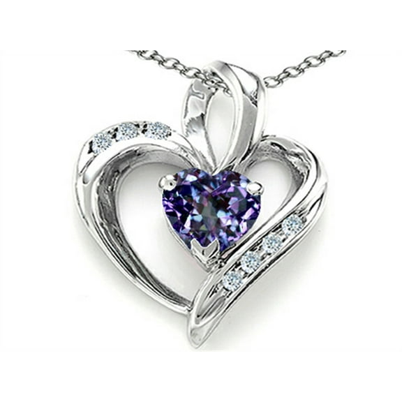 Star K� Heart Shape 6mm Simulated Alexandrite Pendant Necklace