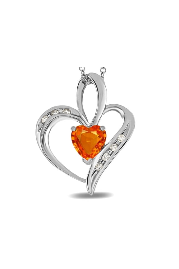 � Heart Shape 6mm Simulated Orange Mexican Fire Opal Pendant Necklace