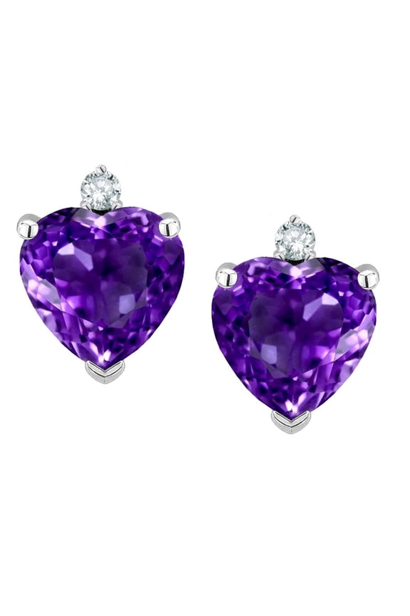 � Heart Shape 7mm Genuine Amethyst Earrings Studs