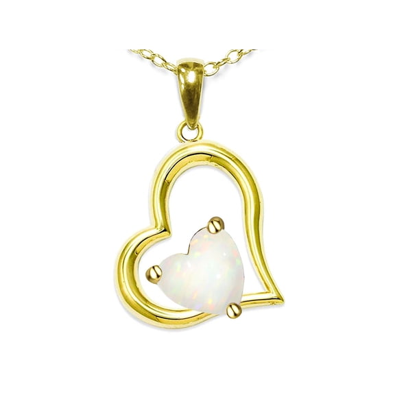 Star K� Heart Shape 7mm Genuine Opal Open Floating Heart Necklace Pendant