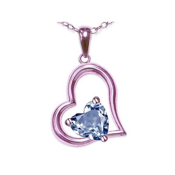 Star K� Heart Shape 7mm Genuine Sky Blue Topaz Open Floating Heart Necklace Pendant